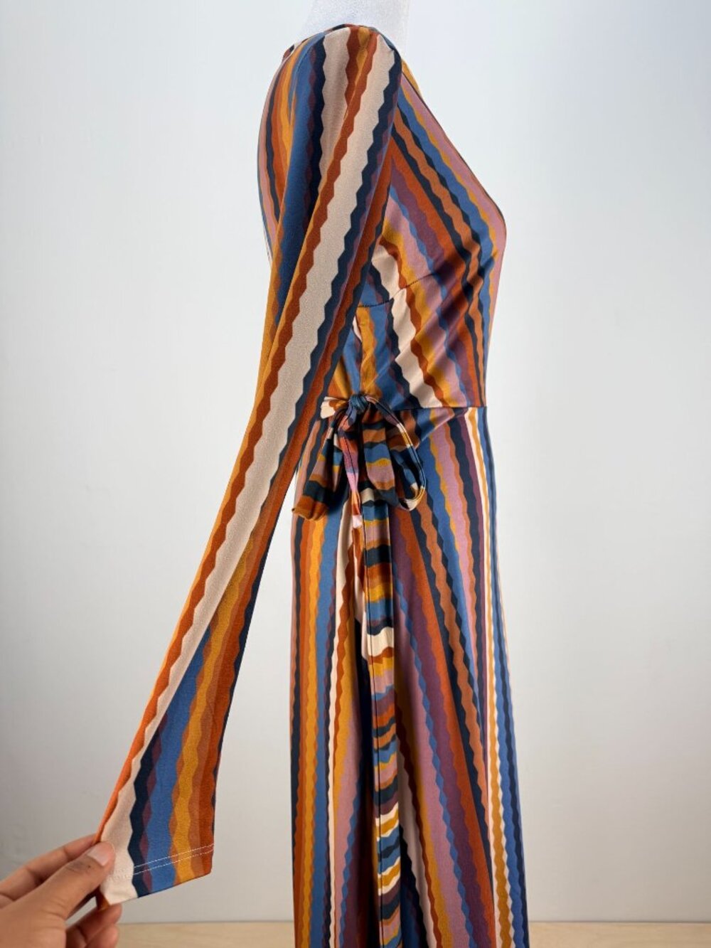 VICI Wrap Maxi Dress Striped Boho Long Sleeve Multicolor Size M - Picture 7 of 14